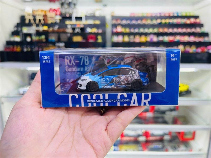 Mô hình xe Honda civic custom gundam Strike Freedom blue limited edition 500pcs tỉ lệ 1:64 Cool Car CC645726