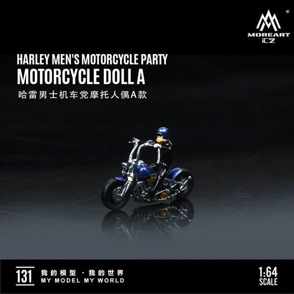 Mô hình xe và nhân vật figure Harley men's motorcycle party blue tỉ lệ 1:64 MoreArt MO222131