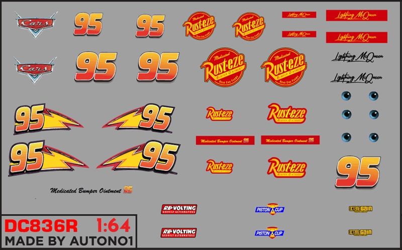 Decal UV hãng - hoạt hình cho mô hình tỉ lệ 1:64 dán tất cả nền màu Autono1 DC836
