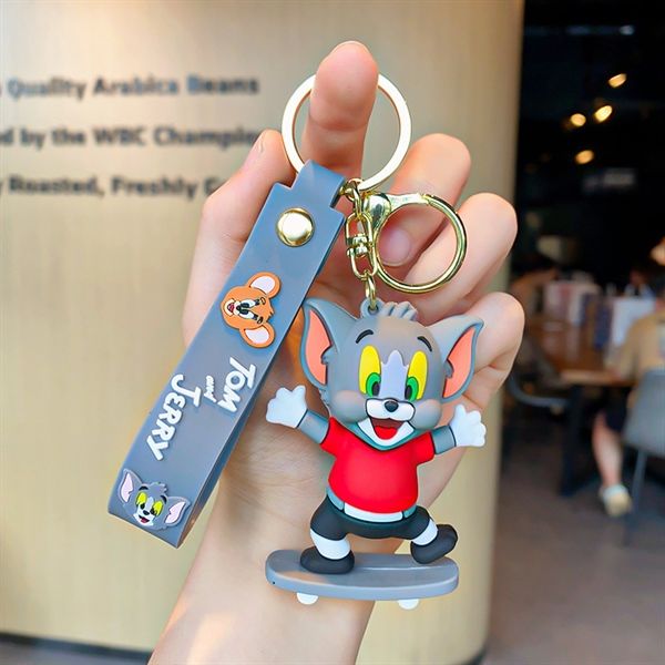 Móc khóa nhựa dẻo - silicon mèo và chuột Tom & Jerry MK026