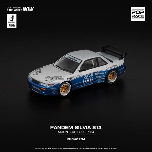 Mô hình xe Pandem Silvia S13 Moontech Blue tỉ lệ 1:64 PopRace R640264