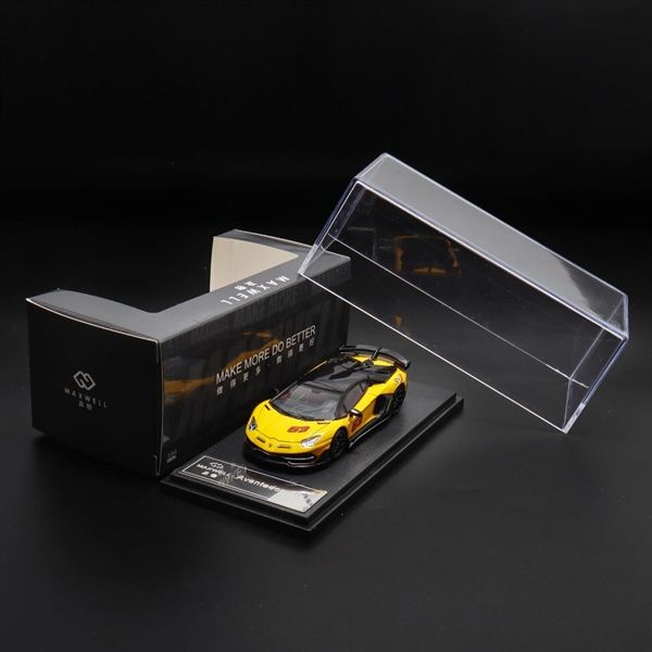 Mô hình xe Lamborghini Aventador SVJ63 Pearly Yellow tỉ lệ 1:64 Maxwell and object (MW) OT64272