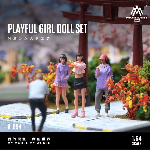 Mô hình nhân vật figure bộ 3 nhân vật nữ chụp tạo dáng playful girl resin tỉ lệ 1:64 MoreArt MO223054