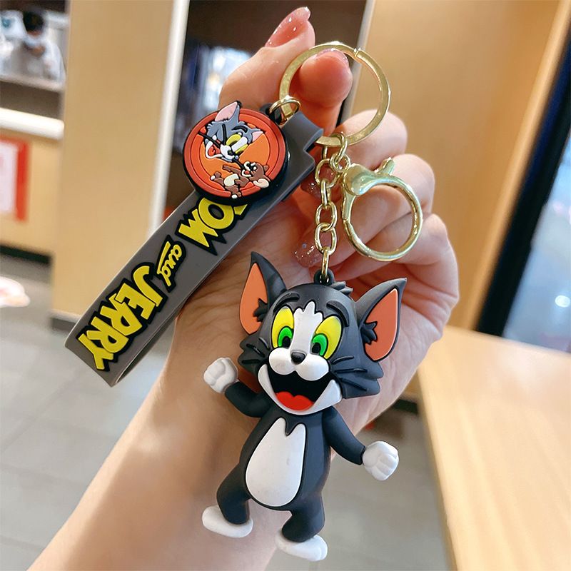 Móc khóa nhựa dẻo - silicon mèo và chuột Tom & Jerry MK026