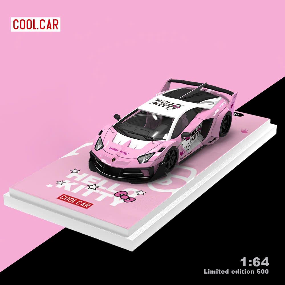 Mô hình xe Lamborghini LBWK Aventador GT EVO Hello kitty Light pink tỉ lệ 1:64 Cool Car CC643825