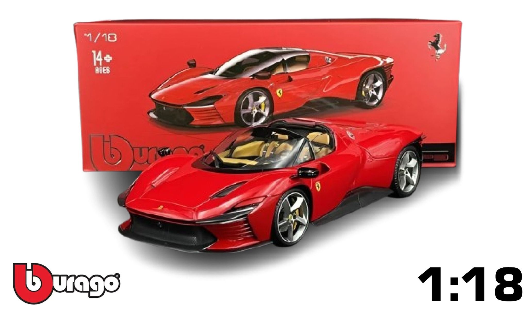 Mô hình xe Ferrari Daytona SP3 Signature red full open tỉ lệ 1:18 Bburago 18-16912 RD OT18022