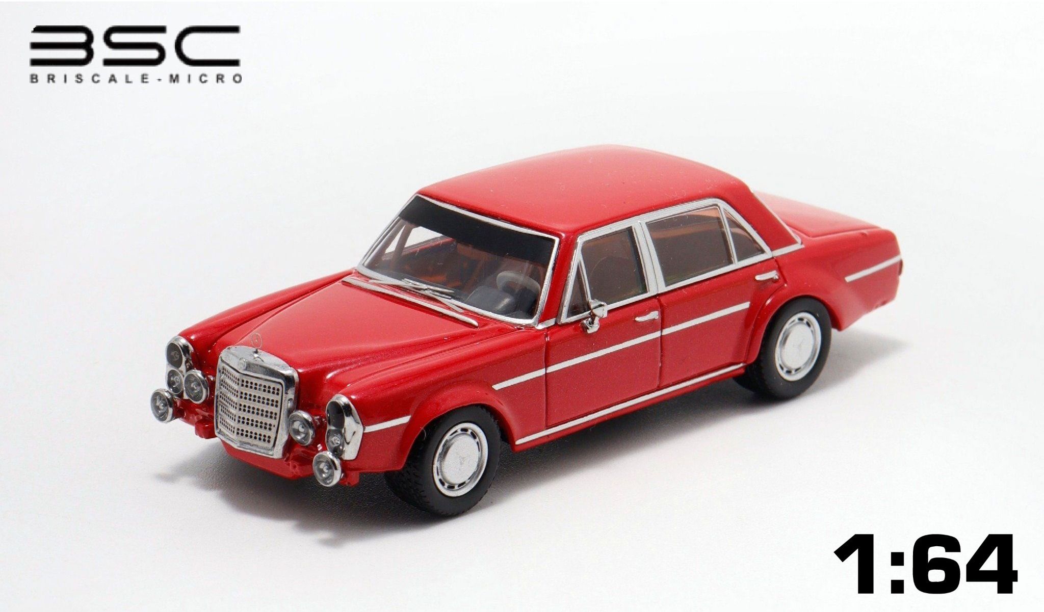 Mô hình xe Mercedes-Benz 300SEL RED tỉ lệ 1:64 Briscale Micro BSC BC640035