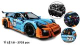  Mô hình xe ô tô lắp ghép Porsche 911 Gt3 RS Gulf racing 2703 pcs tỉ lệ 1:8 LG025 