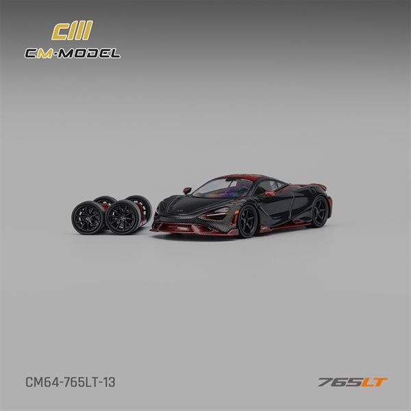 Mô hình xe Mclaren 765LT Full Carbon Red có bánh thay thế tỉ lệ 1:64 CM model CM64-765LT-13