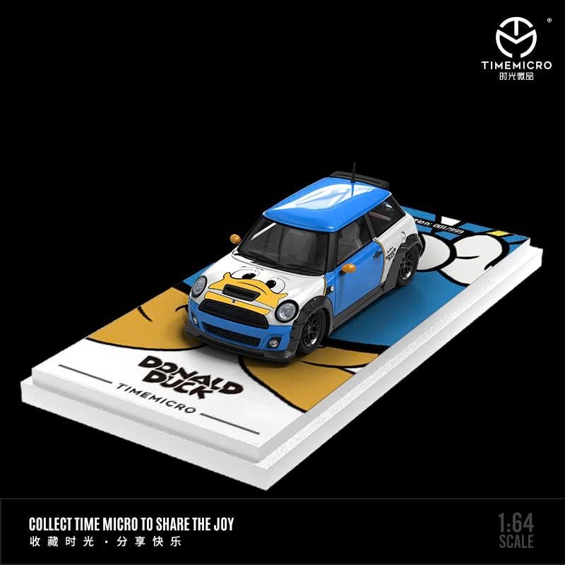 Mô hình xe Mini Cooper Donald Duck blue Limited Edition 599pcs tỉ lệ 1:64 Time micro TM643625