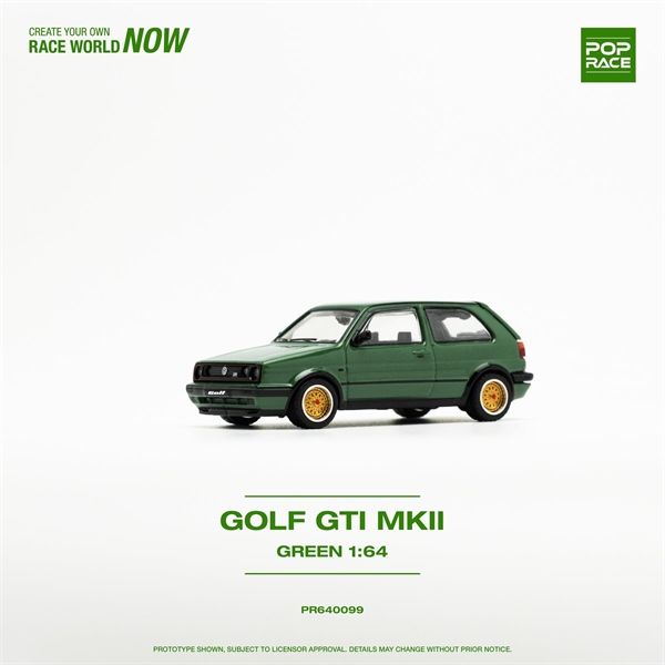 Mô hình xe Volkwagen Golf GTI MK2 Oak Green mở cốp sau tỉ lệ 1:64 Poprace PR640099