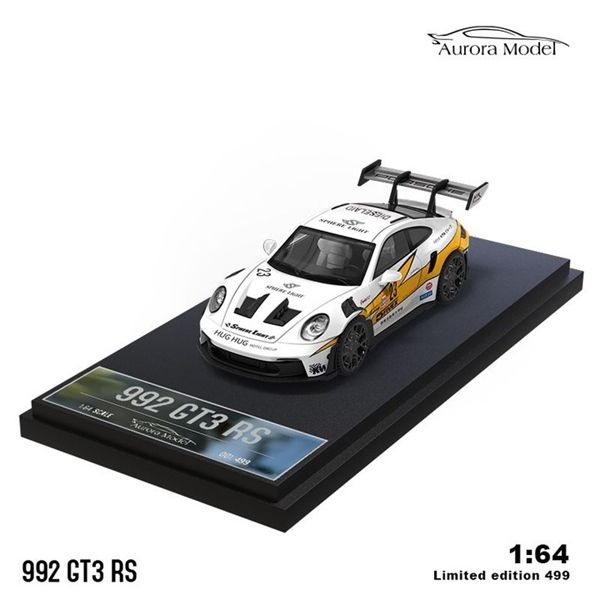 Mô hình xe Porsche 992 GT3 RS 5 five X #23 Lightning Livery tỉ lệ 1:64 Aurora model AM644620