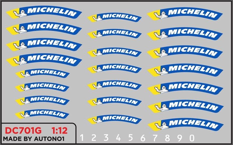 Decal nước dán lốp - mâm Michelin dán mọi nền màu cho xe mô hình tỉ lệ 1:12 Autono1 DC701G