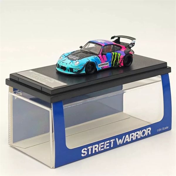 Mô hình xe Porsche 993 RWB Monster Energy Pink black tỉ lệ 1:64 Street weapon OT64079