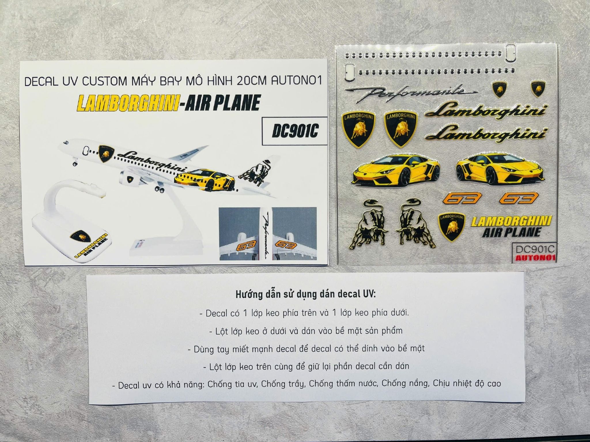 Decal uv custom mô hình máy bay 20cm kích thước 10x10cm Autono1 DC901