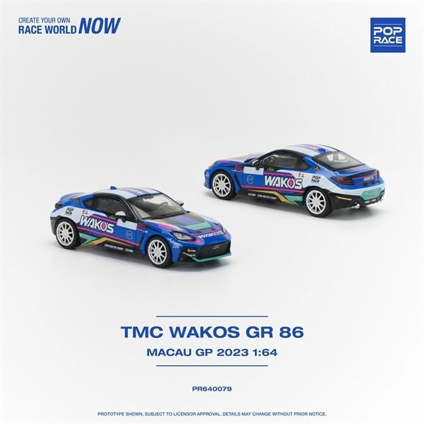 Mô hình xe Toyota GR86 - TMC Wakos Macau GP 2023 tỉ lệ 1:64 Poprace PR640079