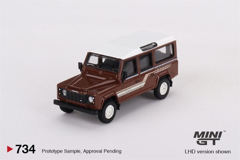 Mô hình xe Land Rover Defender 110 1985 County Station Wagon Russet Brown tỉ lệ 1:64 MiniGT MGT00734