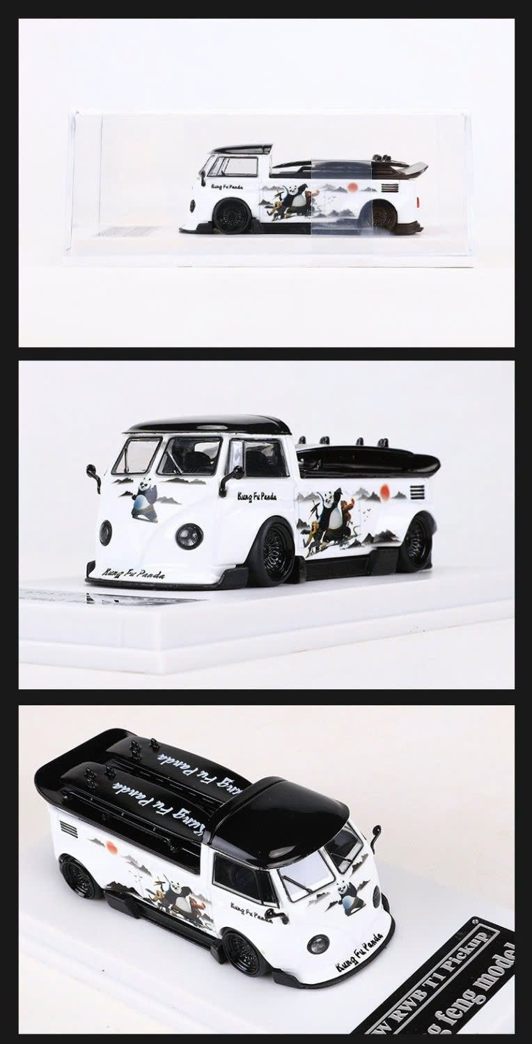 Mô hình xe Volkswagen Bus T1 RWB Wide Body Modified Pickup Cartoon Painted có hộp mica tỉ lệ 1:64 LangFeng Model 43-T1-15