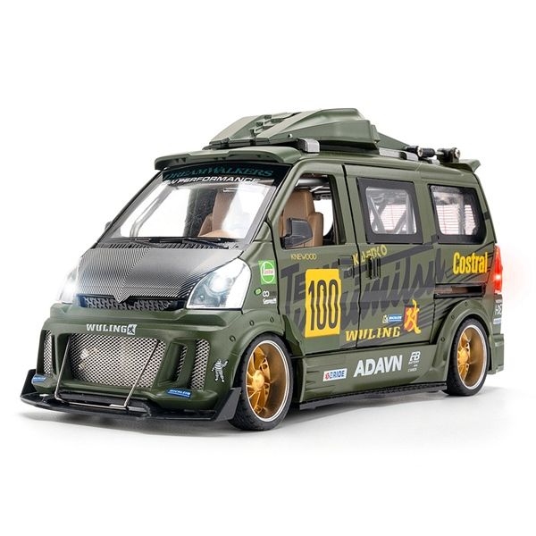 Mô hình xe Van phiên bản độ Wuling HongGuang 1:24 hộp xốp Jinlifang OT120