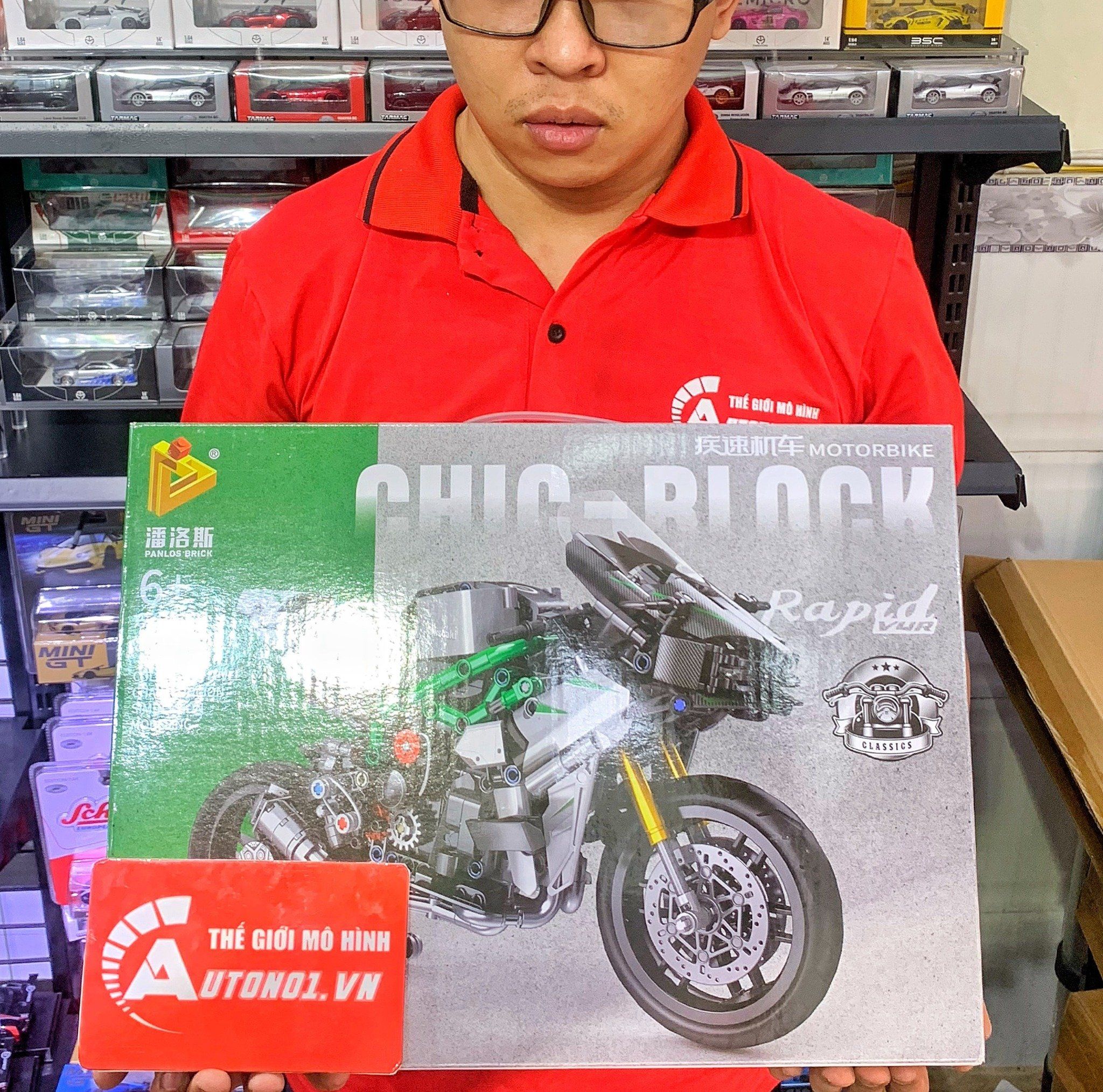 Mô hình xe mô tô lắp ghép Kawasaki Ninja H2R Technic 858 pcs tỉ lệ 1:6 LG006