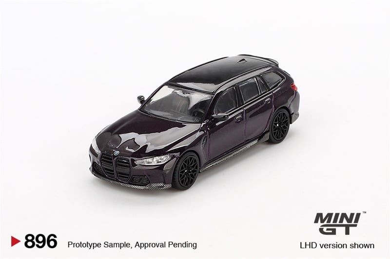 Mô hình xe BMW M3 M Performance Touring Daytona Violet bản card tỉ lệ 1:64 MiniGT MGT00896-BL