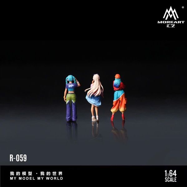 Mô hình set nhân vật 3 cô gái Trendy Girl doll set resin tỉ lệ 1:64 MoreArt MO223059