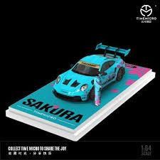Mô hình xe Porsche GT3 RS SAKURA Blue tỉ lệ 1:64 Time micro TM644623