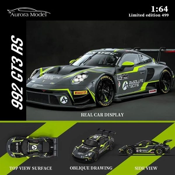 Mô hình xe Porsche 992 GT3 RS Modified Absolute Racing tỉ lệ 1:64 Aurora model AM644618