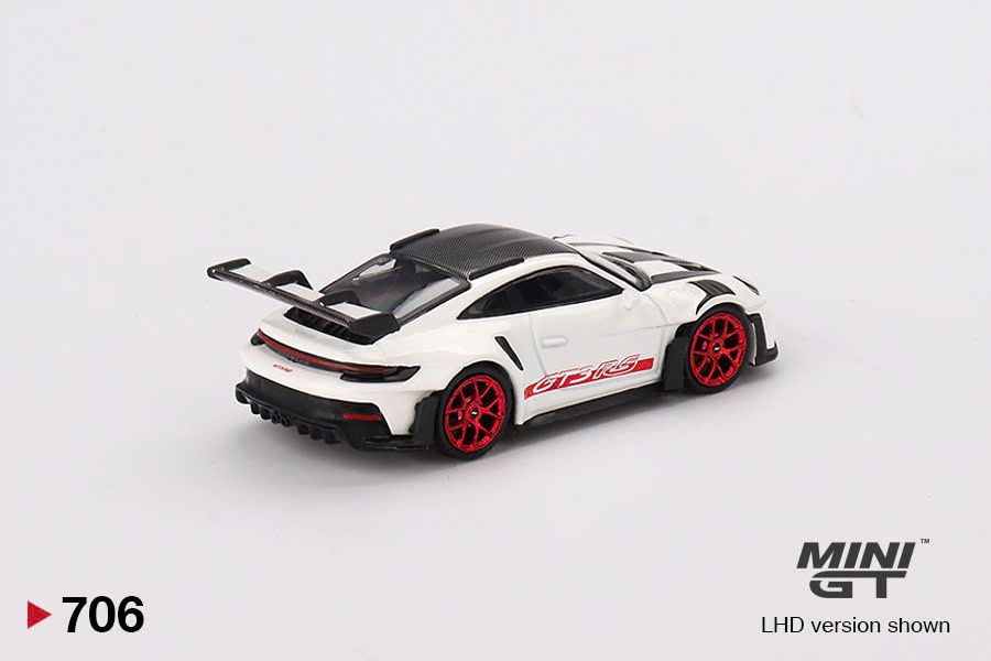 Mô hình xe Porsche 911 (992) GT3 RS Weissach Package White with Pyro Red tỉ lệ 1:64 MINIGT MGT00706-BL