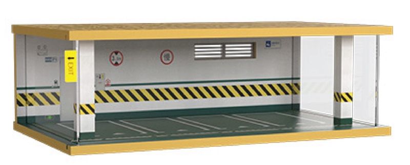 Hộp trưng bày gỗ bãi đỗ 4 xe ô tô tỉ lệ 1:32 - có đèn - có mica 36x21.5x12cm PK383 PT2040-733