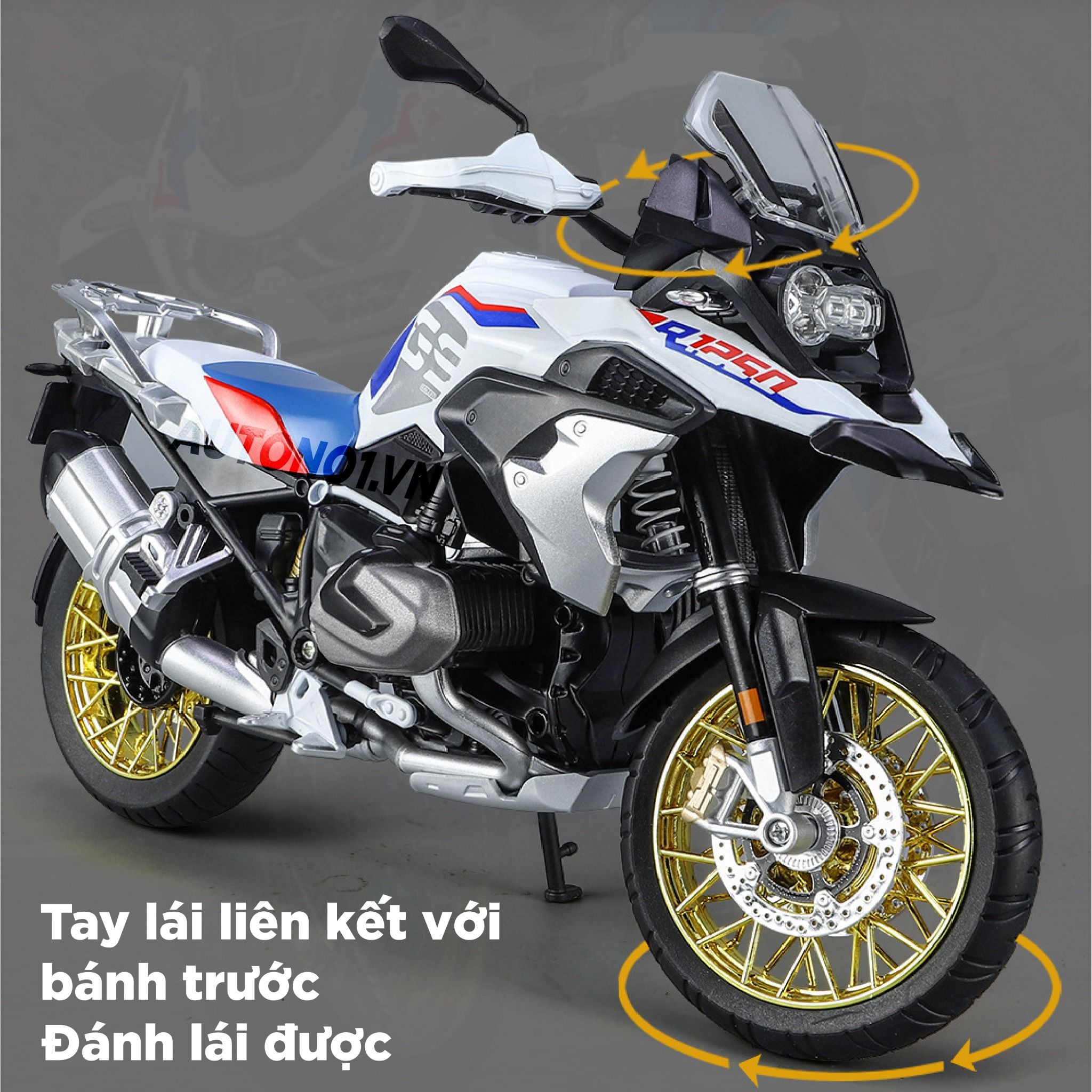 Mô hình moto BMW R 1250 GS ADV tỉ lệ 1:9 Huayi Alloy MT069