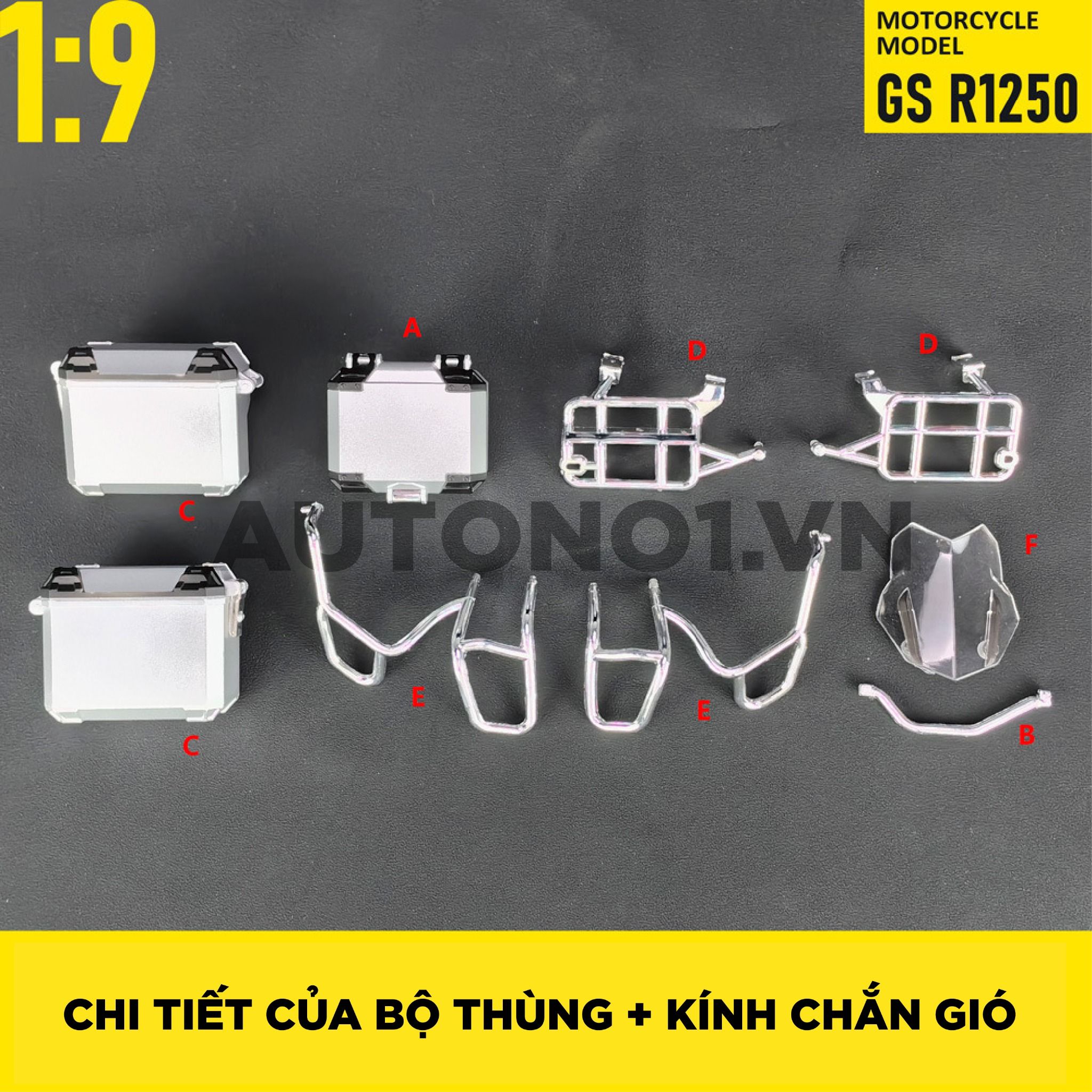 Mô hình moto BMW R 1250 GS ADV tỉ lệ 1:9 Huayi Alloy MT069