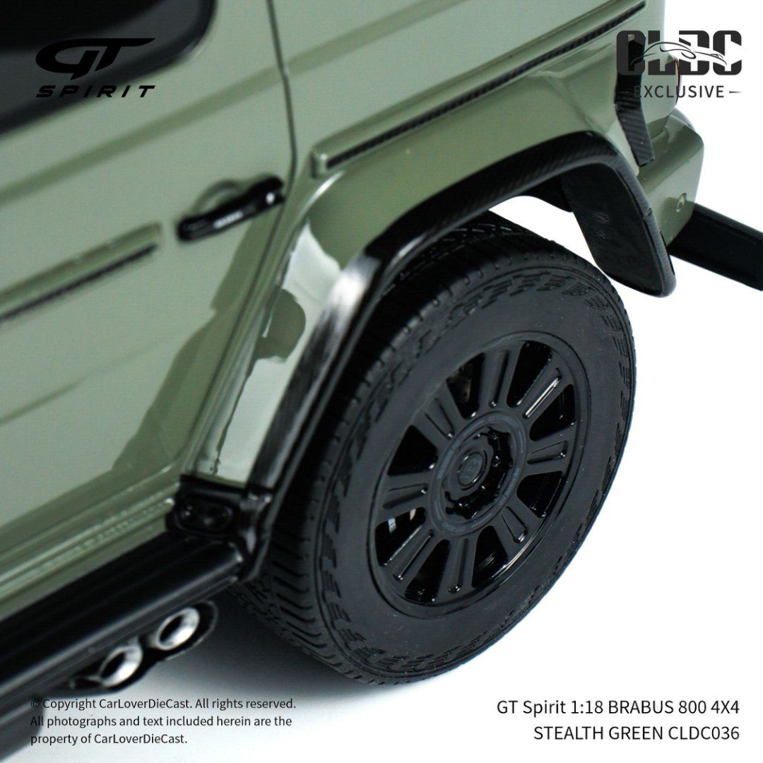 Mô hình xe Mercedes-Benz Brabus G800 4X4 Stealth Green tỉ lệ 1:18 GT Spirit CLDC036