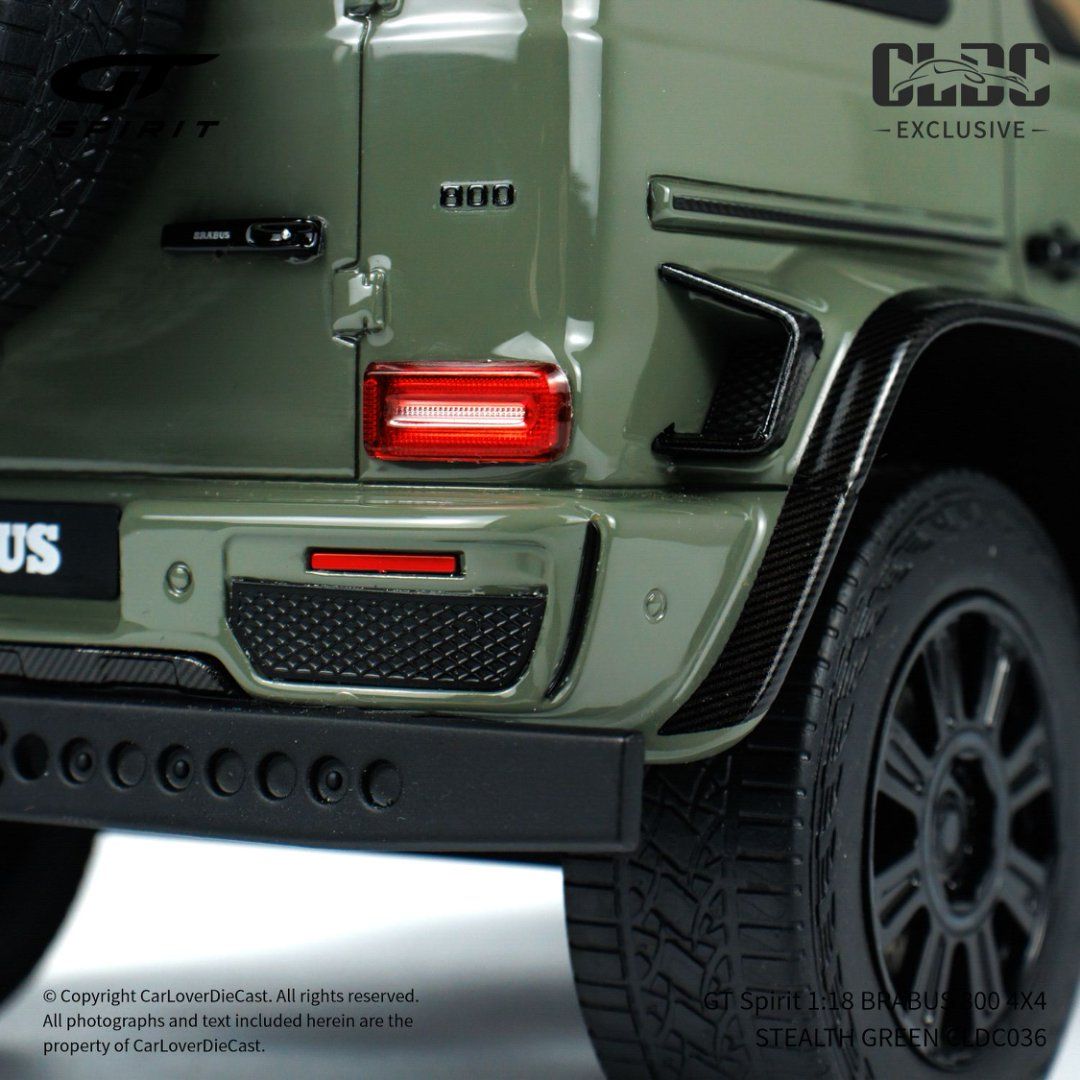 Mô hình xe Mercedes-Benz Brabus G800 4X4 Stealth Green tỉ lệ 1:18 GT Spirit CLDC036