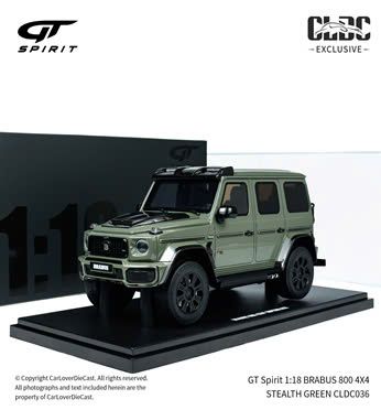Mô hình xe Mercedes-Benz Brabus G800 4X4 Stealth Green tỉ lệ 1:18 GT Spirit CLDC036