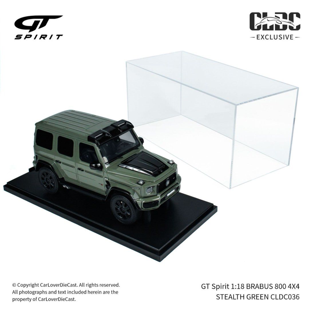 Mô hình xe Mercedes-Benz Brabus G800 4X4 Stealth Green tỉ lệ 1:18 GT Spirit CLDC036