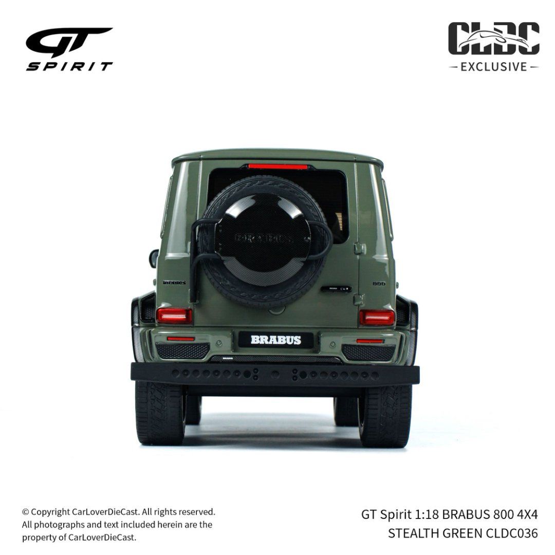 Mô hình xe Mercedes-Benz Brabus G800 4X4 Stealth Green tỉ lệ 1:18 GT Spirit CLDC036