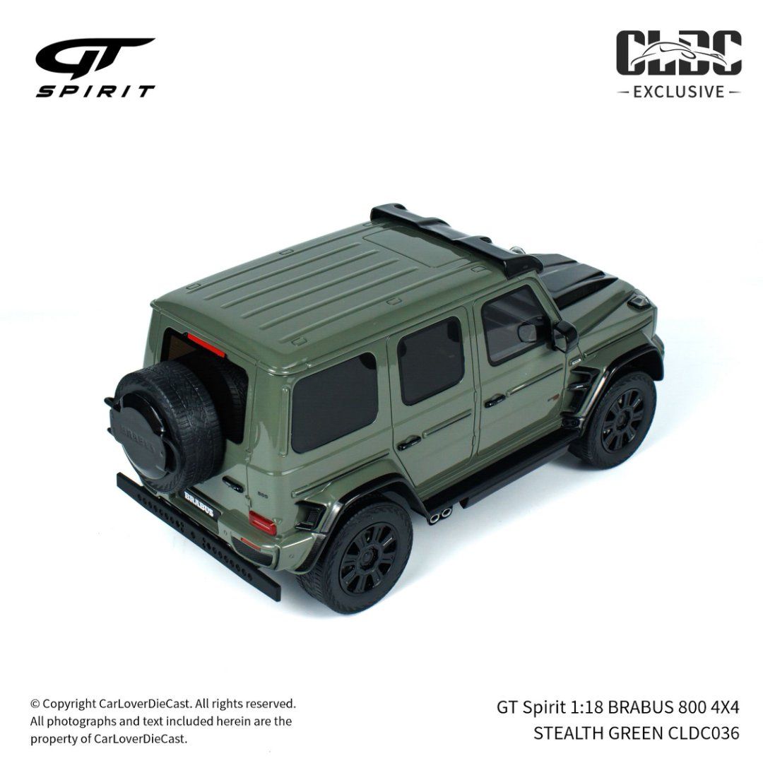 Mô hình xe Mercedes-Benz Brabus G800 4X4 Stealth Green tỉ lệ 1:18 GT Spirit CLDC036