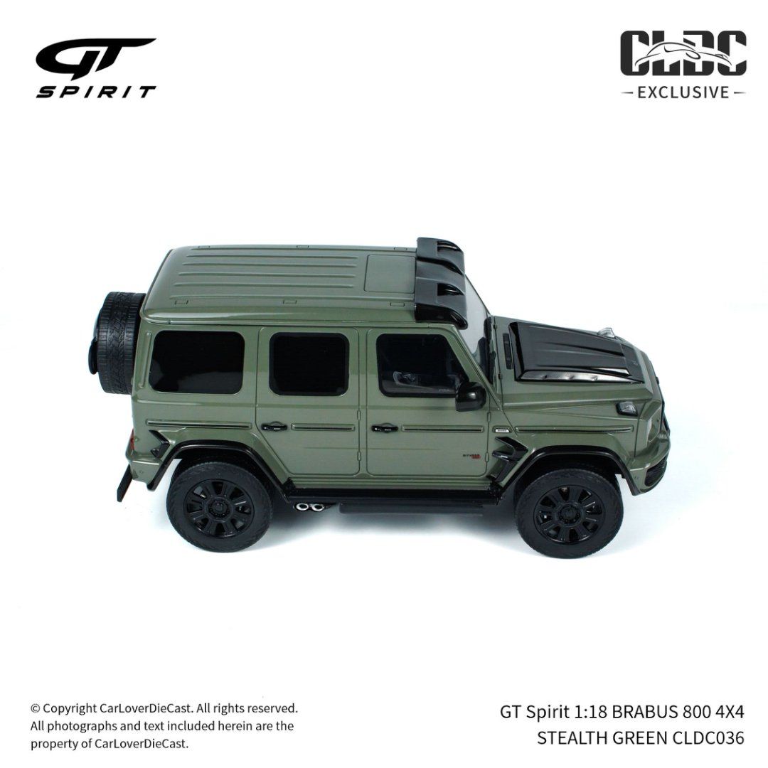 Mô hình xe Mercedes-Benz Brabus G800 4X4 Stealth Green tỉ lệ 1:18 GT Spirit CLDC036
