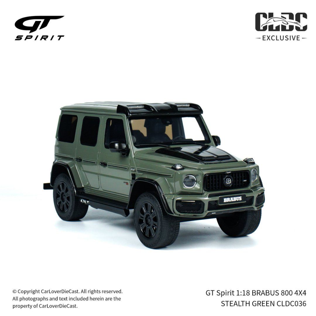 Mô hình xe Mercedes-Benz Brabus G800 4X4 Stealth Green tỉ lệ 1:18 GT Spirit CLDC036