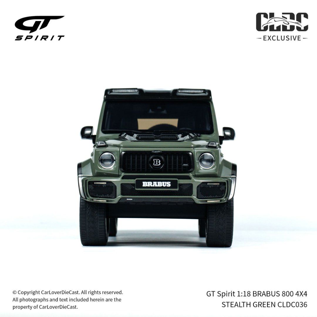 Mô hình xe Mercedes-Benz Brabus G800 4X4 Stealth Green tỉ lệ 1:18 GT Spirit CLDC036