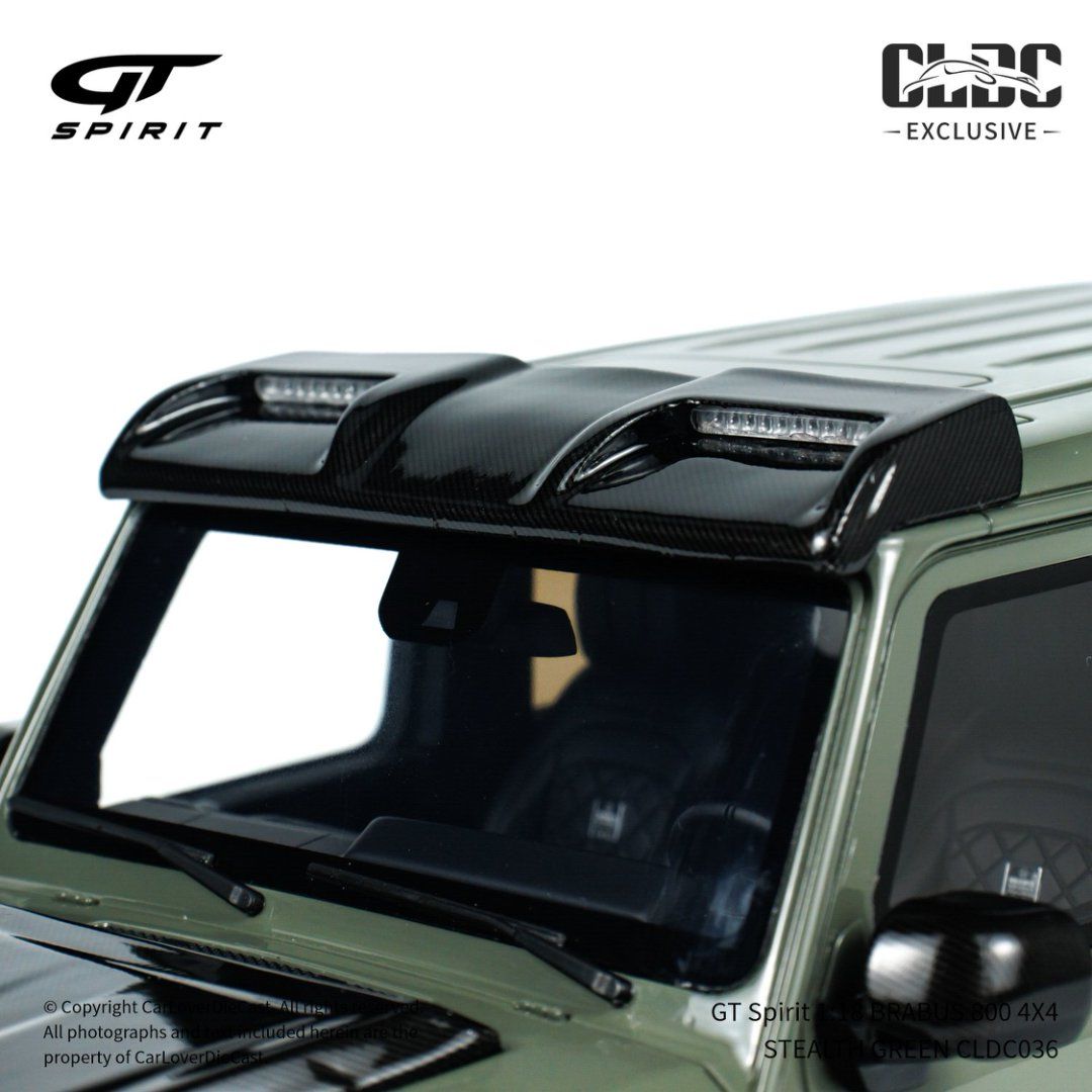 Mô hình xe Mercedes-Benz Brabus G800 4X4 Stealth Green tỉ lệ 1:18 GT Spirit CLDC036
