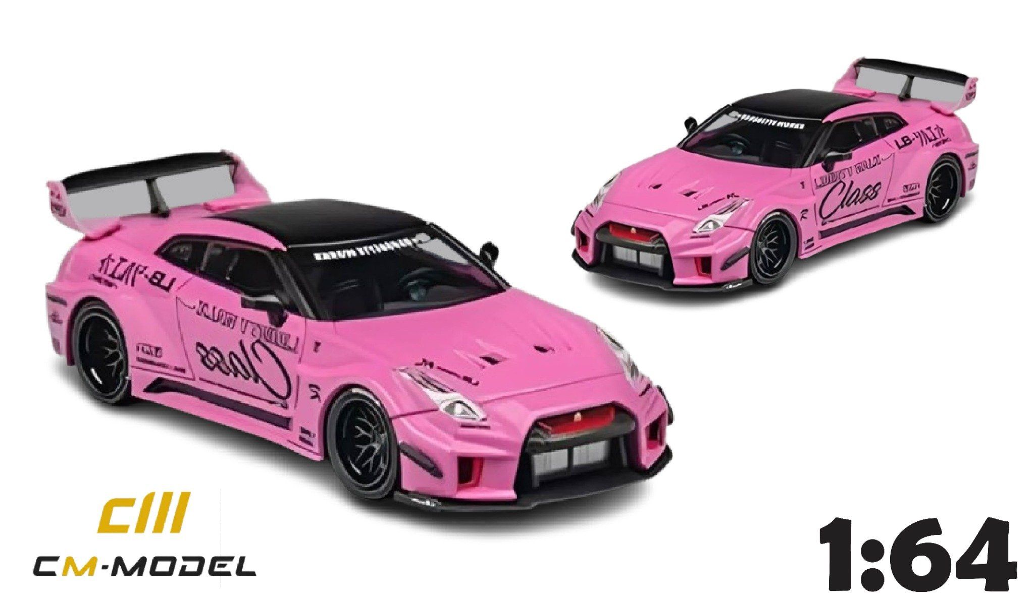 Mô hình xe Nissan LBWK GT35RR Pink có bánh thay thế tỉ lệ 1:64 CM model CM64-35RR-08