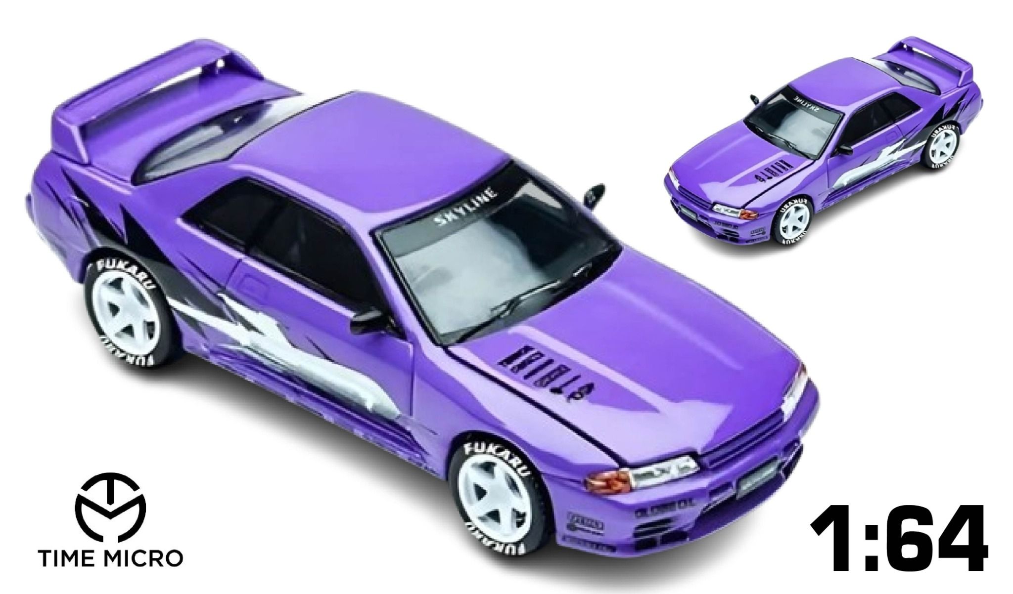 Mô hình xe Nissan Skyline GT-R R32 Los Santos Drift - Purple tỉ lệ 1:64 Time Micro TM644141