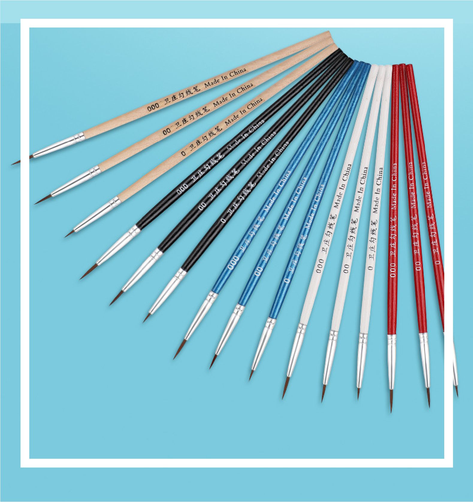 Cọ đầu nhọn vẽ line, chuyên dụng vẽ màu nước, sơn mô hình,gốc Enamel, Acrylic, custom BLUE
