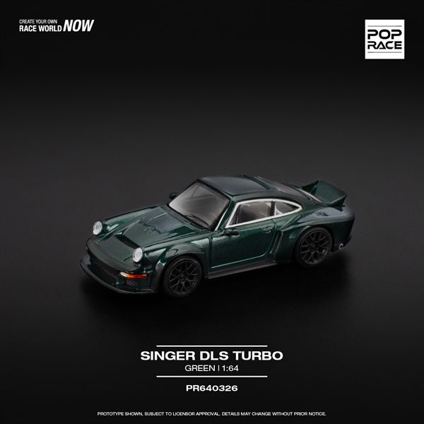Mô hình xe Singer Dls Turbo (Road) Green tỉ lệ 1:64 PopRace PR640326