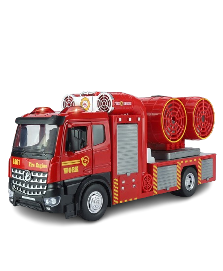Mô hình xe cứu hỏa trục xoay phun khói tỉ lệ 1:24 Metal DieCast OT446