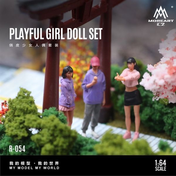 Mô hình nhân vật figure bộ 3 nhân vật nữ chụp tạo dáng playful girl resin tỉ lệ 1:64 MoreArt MO223054