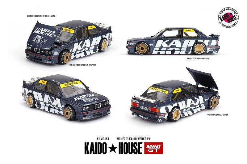 Mô hình xe BMW M3 E30 Kaido Works V1 grey tỉ lệ 1:64 Kaido House KHMG154