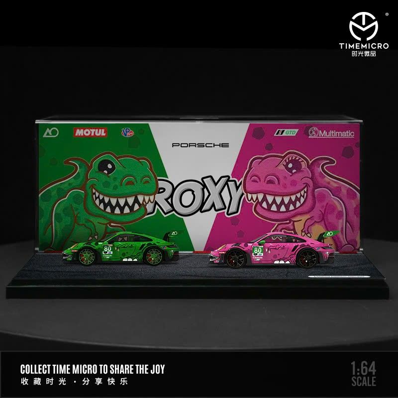 Mô hình xe Porsche 911 (992) GT3 Tyrannosaurus ROXY pink tỉ lệ 1:64 Time micro TM644616